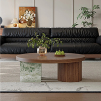 Table basse ronde en bois de noyer de couleur luxueuse au design moderne, table basse en marbre