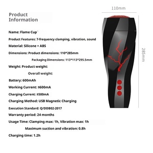 Cốc ngọn lửa rung hút Cốc máy bay tự động rung kích hoạt kẹp hấp thụ rung sưởi ấm Đồ chơi tình dục nam - Product Image 5