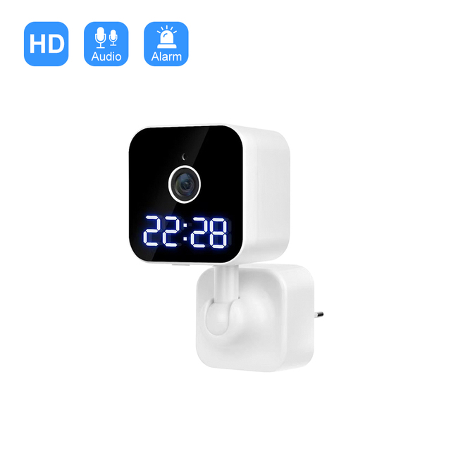 V380 Pro Indoor CCTV Camera Clock Style Small Size Cute Baby Monitor Wireless Wifi IP Cameras with Plug Motion Detection