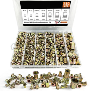 Metric Rivet Nuts Assortment 830pcs M3 M4 M5 M6 M8 M10 M12 Color Zinc Plated Steel Self Tapping For Communication Equipment - Product Image 2