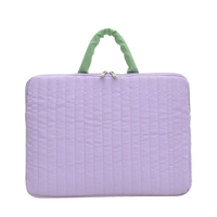 Housse pour ordinateur portable matelassée à rayures contrastées, sac antichoc à double fermeture éclair, pochette pour tablette de 11 pouces, sac pour ordinateur portable de 14 pouces