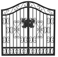 Porte battante extérieure au design minimaliste français, avec gravure ajourée, fonctionnement automatisé, en fer forgé, anti-corrosion, durable et personnalisable