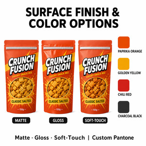Custom Savory Snack Mix Bag Clear Window Resealable Zip Stand up Flat Bottom Food Packaging Bags for Chips Pretzels Party Mix - Product Image 2
