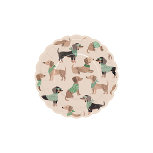 DAMAI - Vajilla Desechable con Diseño de Perros, Color Verde, con Bordes de Encaje Marrón Claro, Platos Ondulados, Vasos de Papel, Servilletas, Artículos para Fiestas - Product Image 4