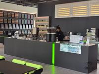 Simeino Custom 201/304 Stainless Steel Milk Tea Buffet Bar dengan Rak Wastafel & Kabinet untuk Kafe & Bar 220-240V