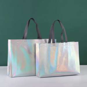 CangNan Parfait Arc-En-Ciel Non Tissé BOPP Laminé Eco-Recycler <span class=keywords><strong>Sac</strong></span> À Provisions Portable Fermeture À Glissière pour Vêtements Article Emballage - Product Image 1