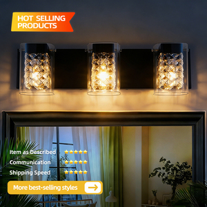 Modern Crystal <b>Wall</b> Lamp 3-<b>Light</b> LED Warm White E27 Surface Mounted for Bathroom <b>with</b> Dimmer Support and 3-Year Warranty - Product Image 2