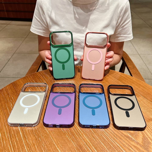 Camera Frame Electroplated Hard PC Matte Back Magnetic Wireless Charging Phone Case for iPhone 17 Pro Max 16 15