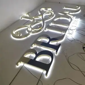 Custom Font Acrylic and Stainless Steel Wall Mounted LED Letters Sign