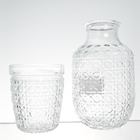 Ensemble de carafe et de verres en verre de grande capacité en gros - Distributeur d'eau froide avec couvercle anti-poussière pour une consommation instantanée