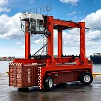 Chariot transpalette à pneus en caoutchouc haute résistance de 45 tonnes pour le chargement et la manutention de conteneurs en acier