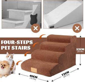 Maßgefertigte, Langlebige Haustier-Rampe mit Treppe für Hohe Betten, Schaumstoff, Abnehmbare Abdeckung, Robuste Cord-Hunde- und Katzen-Rampen - Product Image 3