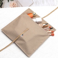 Enveloppe réutilisable en coton et lin marron imprimé de logo personnalisé Sac à main Sac à poussière Écharpe solide T-shirt Rangement des vêtements Pochette en mousseline