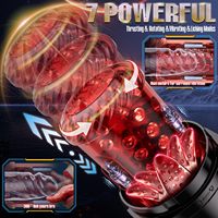 Masturbateur masculin automatique LCD à un clic pour un orgasme rapide, avec fonctions de vibration, léchage, poussée et rotation, jouet sexuel mains libres