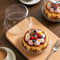Boîte d'emballage transparente anti-graisse pour cheesecake basque de 4 pouces, avec bords surélevés, pour desserts à emporter, vente ambulante et usage domestique