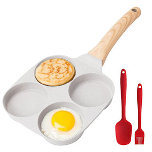 Poêle à œufs et omelettes 4 cavités antiadhésive en granit, poêle à crêpes, <span class=keywords><strong>cuiseur</strong></span> à œufs sain, compatible gaz et induction - Product Image 1