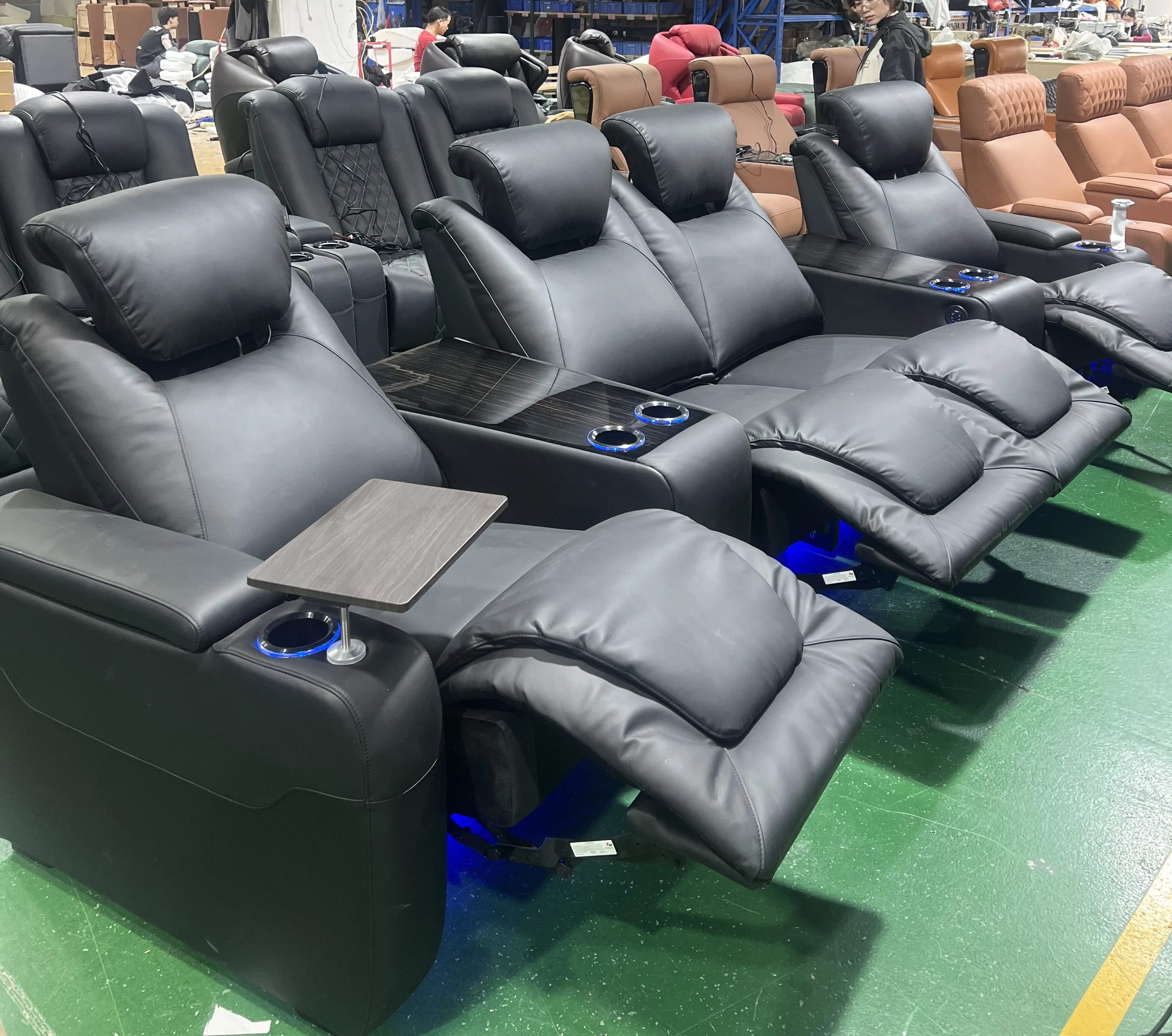 Set di divani reclinabili elettrici per soggiorno con portabicchieri di raffreddamento per portabicchieri da vino