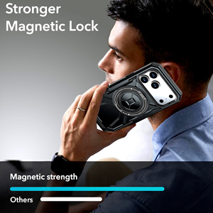 Premium 360 °   <span class=keywords><strong>Coque</strong></span> de protection avec anneau rotatif et béquille pour <span class=keywords><strong>iPhone</strong></span> 17 16 <span class=keywords><strong>Pro</strong></span> <span class=keywords><strong>Max</strong></span> 15 <span class=keywords><strong>11</strong></span>, avec dragonne amovible et <span class=keywords><strong>bandoulière</strong></span> - Product Image 3