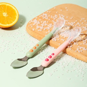 Vente en gros de cuillère à fruits à double tête pour aliments pour bébés cuillère à gratter la <span class=keywords><strong>boue</strong></span> des fruits en acier inoxydable en silicone pour nourrissons - Product Image 5
