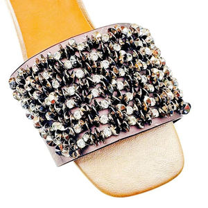 Прямые продажи фабричные акриловые заклепки со стразами модные аксессуары женские дышащие сандалии из искусственной кожи с ремешками для обуви - Product Image 6
