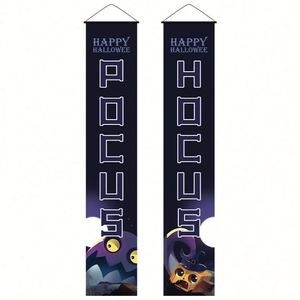Usine en gros qualité supérieure impression personnalisée pas cher Halloween drapeau de porte suspendu pour cour utilisation extérieure - Product Image 5