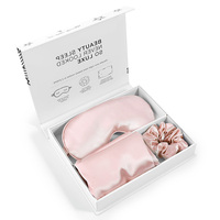 Masker Mata Satin Custom Grosir dengan Logo, Set Masker Tidur untuk Empat Musim, Gaya Klasik