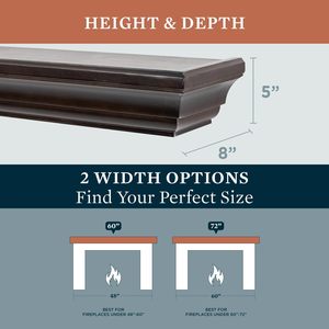 D&eacute;Cor 72 Inch Rustic Floating Fireplace <strong>Mantel</strong> Wood <strong>Shelf</strong> Wooden Wall <strong>Shelf</strong> - Product Image 5