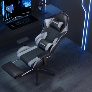 Chaise de <span class=keywords><strong>bureau</strong></span> ergonomique confortable pour le jeu sur ordinateur avec repose-pieds réglable, chaise de jeu vidéo en cuir PU pour les joueurs - Product Image 4