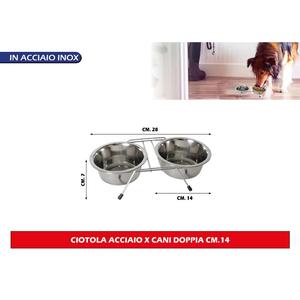 Ciotola Doppia in Acciaio per Cani 14 cm Ciotole e Mangiatoie per Animali - Product Image 1