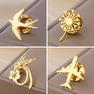 Broche de Acero Inoxidable con Diseño de Golondrina, Colibrí y Diente de León, Estilo Casual y Lindo, para Mujeres y Hombres, Accesorios de Joyería para Ropa - Product Image 1