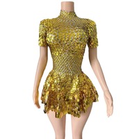 Nouvelle Arrivée Été Novance – Robe Micro-Mini Moulante Sexy en Spandex Vert à Paillettes Rondes, Col Halter, Dos Nu, Fermeture Éclair, Anti-Plis