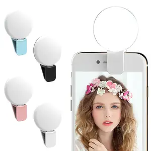 Hot giá rẻ Xách Tay USB có thể sạc lại thay đổi độ sáng mini LED vòng video hội nghị ánh sáng đèn cho Selfie Fill-in điện thoại di động với clip