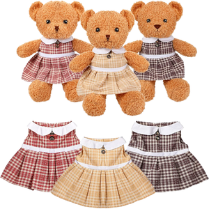 Ours en peluche personnalisé mignon avec robe à carreaux amovible - Peluche douce avec vêtements, conception personnalisée OEM ODM - Product Image 1