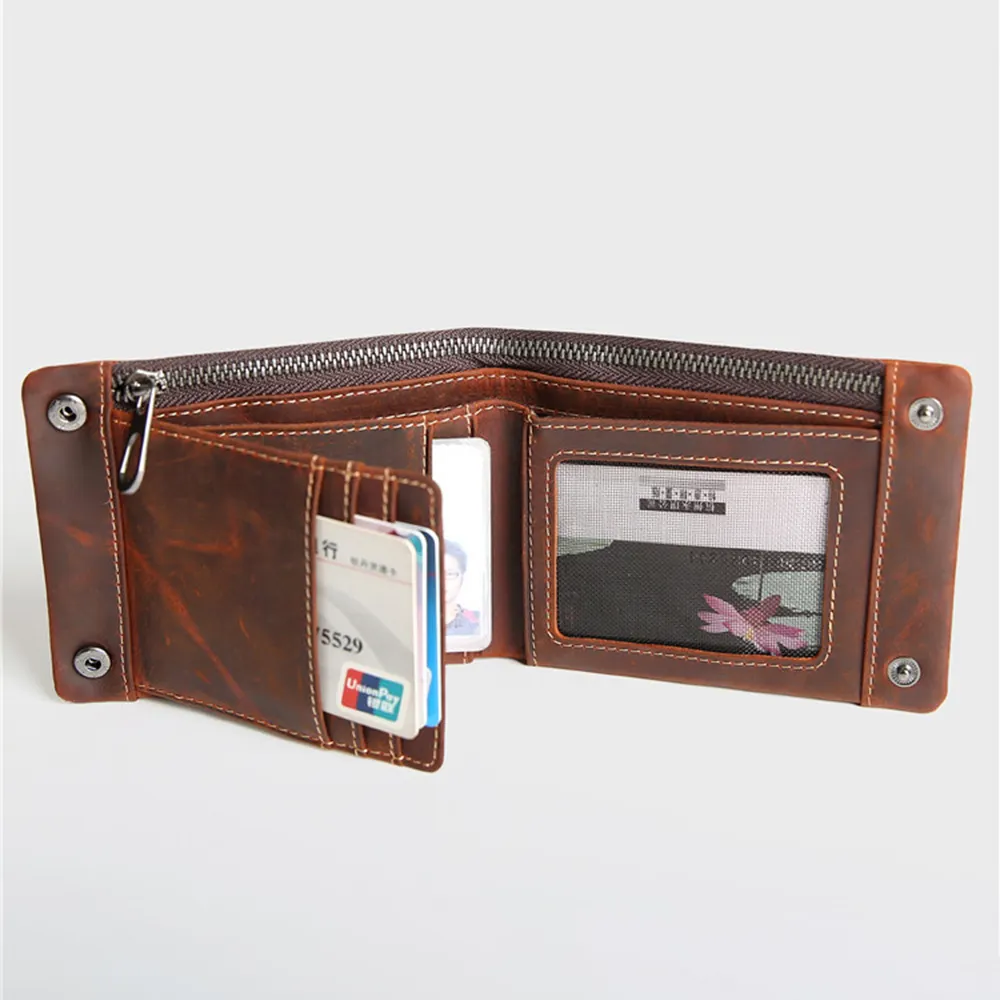 Bi-Fold de lujo personalizado para hombre, billetera de cuero suave delgada, Clips para dinero, billetera Rifd 2023, billetera de cuero Real