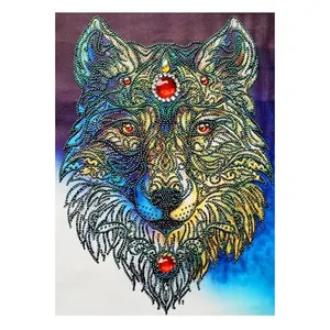 New Product Wholesale Diamond Painting Diy Mosaic Wolf Head Diamond Embroidery Special Shaped Drill Kit Decorative Picture