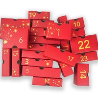 Calendrier de l'Avent en carton rigide biodégradable et recyclé pour chocolats, avec fermeture magnétique, ruban, coffret cadeau pour parfum blush, 24 jours