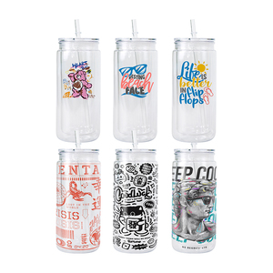 16 Oz 20 Oz Snowglobe Tumbler Double Wall Clear <strong>Plastic</strong> Cup with Pre-Drilled Hole Lids Straw for Drinks <strong>Plastic</strong> <strong>Drinkware</strong> - Product Image 3