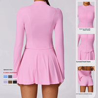 Vêtements pour femmes personnalisés, ensembles de yoga, veste de protection solaire UV, jupe plissée, vêtements de sport, vêtements de sport en soie glacée, vêtements de sport frais