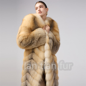 Áo khoác lông cáo nữ mùa đông kiểu dài, chất liệu lông thật dày dặn, mềm mại, sang trọng, bán buôn, thiết kế riêng, da nguyên tấm - Product Image 3