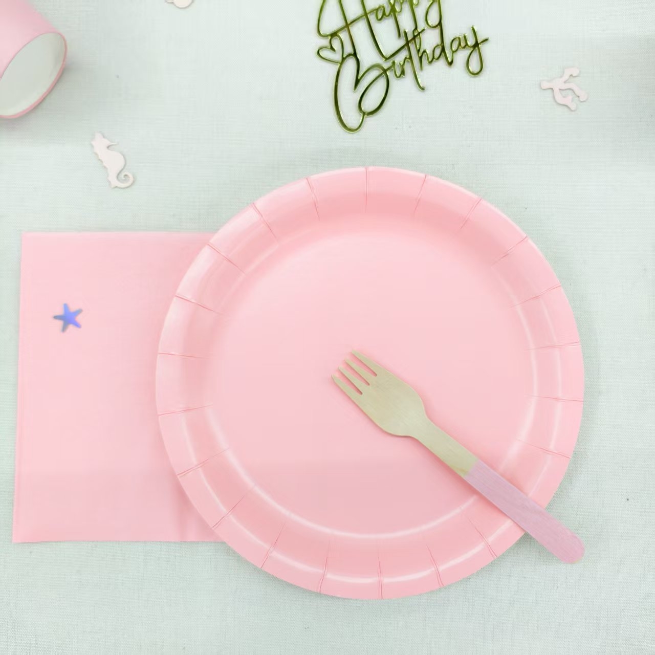 Plato de papel rosa de 9 pulgadas * 10 piezas