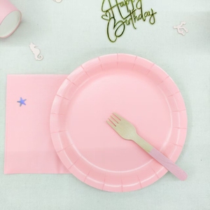 DAMAI - Juego de Vajilla Desechable de Papel de Color Sólido, Platos, Vasos y Servilletas de Color Rosa Claro para Fiestas de Cumpleaños, 40-60 Piezas, Estilo Moderno y Redondo - Product Image 2