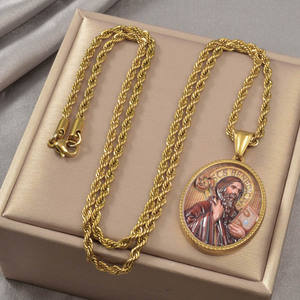 Colgante unisex de San Benito de acero inoxidable antideslustre, tipo cruz, al por mayor - Product Image 5