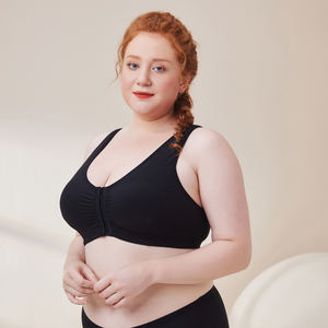 Ropa interior de talla grande para mujer, cierre frontal, cobertura completa, soporte trasero, Sujetador de algodón inalámbrico para adultos, talla grande, BRAS, correas finas, tetona - Product Image 4