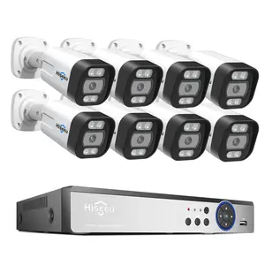 Hiseeu наружная цветная камера ночного видения видеонаблюдения Ip Poe Nvr комплект для дома 4K 8 канальная камера 8 МП H.265 8 порт 16 канал
