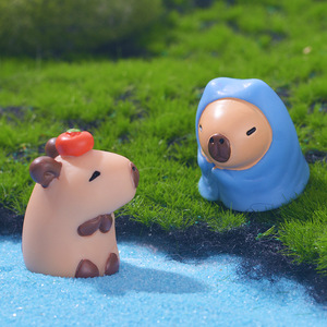 Nouveau mignon Capybara Capibala bricolage petit dauphin résine Statue 3D Art pour noël Micro paysage bureau ornement dessin animé - Product Image 5