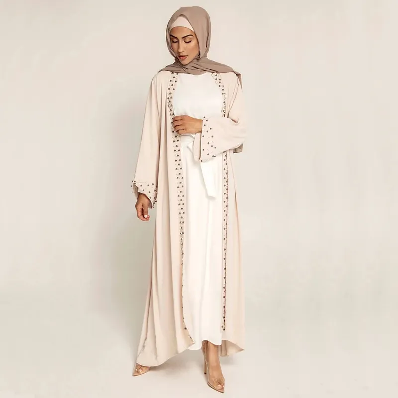 Bling jubah terbuka kasual wanita Muslim terbaru jubah Abaya desain sifon gaun dalam Dubai Terbuka