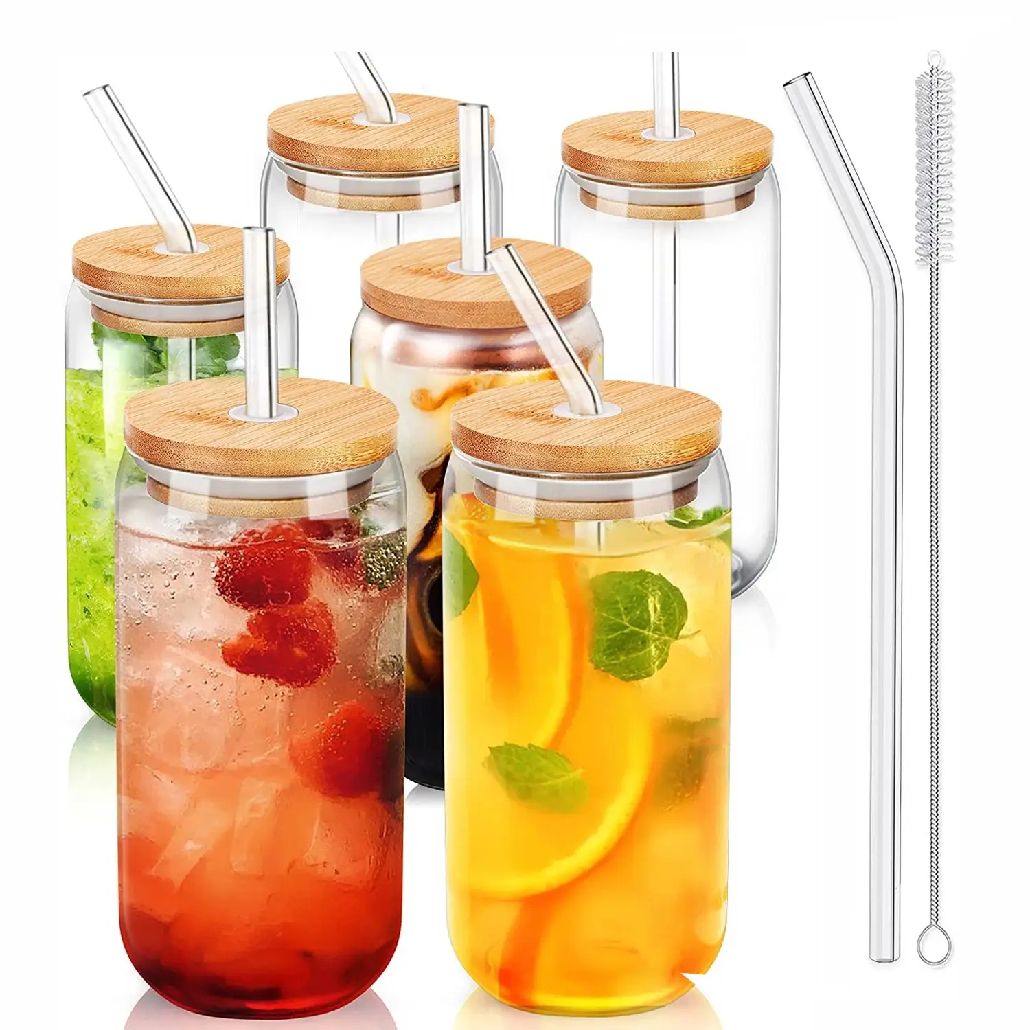 Hot stocked 12oz 16oz, Clear frost Water sublimation blanks beer mug can glass tumbler glass with bamboo lid and straw/