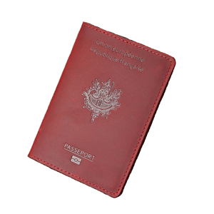 Porte-cartes en cuir véritable bordeaux pour hommes Organisateur de portefeuille de <span class=keywords><strong>voyage</strong></span> pour la <span class=keywords><strong>France</strong></span> Passeport Documents Cover Holder Certificate Bags - Product Image 2