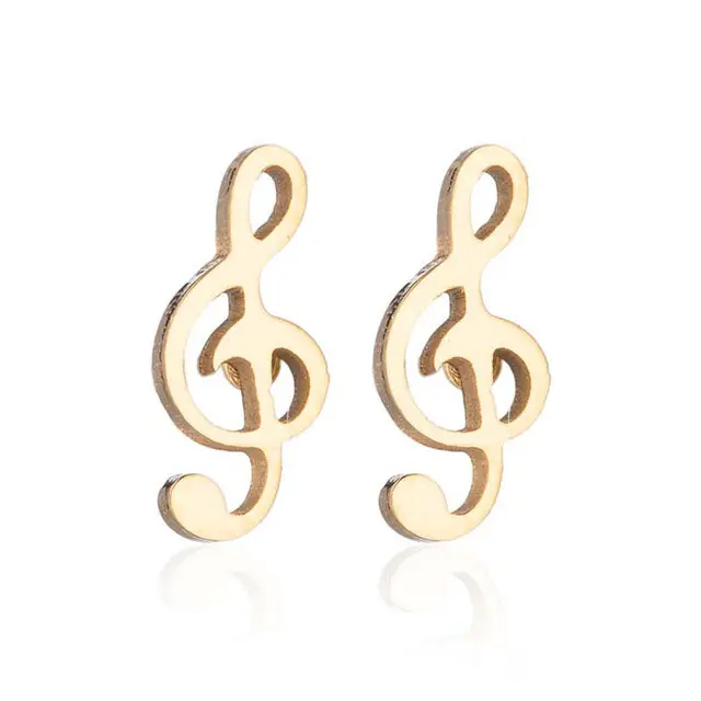 Mini orecchini musicali orecchini a bottone piccoli in acciaio inossidabile per donna fascino nota musicale orecchini gioielli moda regalo