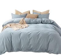 Literie housse de couette 100% lin microfibre lavé comme texturé doux confortable ensemble de couette